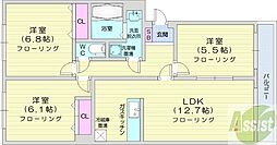 SUPEREB.弐番館 3LDKの間取図画像