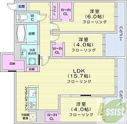 札幌市白石区菊水五条2丁目マンション 3LDKの間取図画像