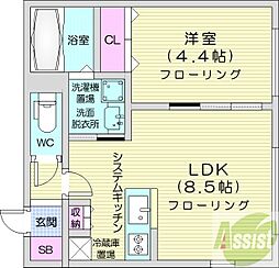 ル・ヌアージュ 1LDKの間取図画像