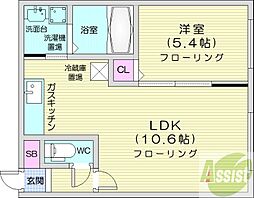 シティレジデンス南6条 1LDKの間取図画像