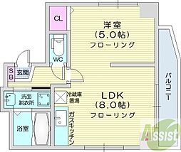 リライエンス円山 1LDKの間取図画像
