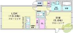 ハイム青雲II 1LDKの間取図画像