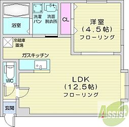 プレシャス15番館 1LDKの間取図画像
