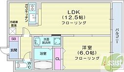 エルミタージュ 1LDKの間取図画像