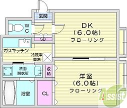 エトワール 1LDKの間取図画像