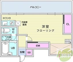 D'sVARIE札幌レジデンス 1Kの間取図画像