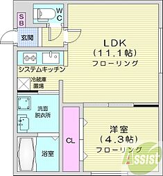 スペチアーレ山鼻 1LDKの間取図画像