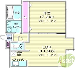 ベルファーレ・中央 1LDKの間取図画像