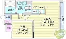 レオーネ中島公園 1LDKの間取図画像