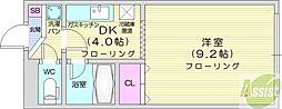 シティノースワン 1Kの間取図画像