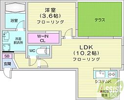 札幌市中央区南十一条西13丁目マンション 1LDKの間取図画像