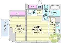 F022円山 1LDKの間取図画像
