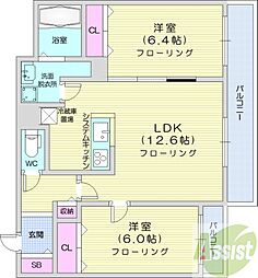 シャトーアネックス 2LDKの間取図画像