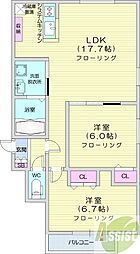 札幌市中央区南二十条西6丁目マンション 2LDKの間取図画像