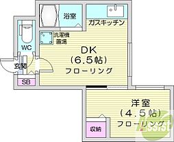 サニープレイス北21A 1DKの間取図画像
