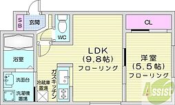 シャトー北28条 1LDKの間取図画像