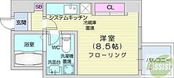 プライマル札幌北18条 ワンルームの間取図画像