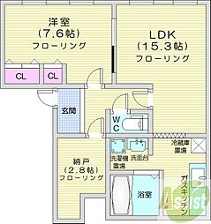 メトロノーム 1LDKの間取図画像