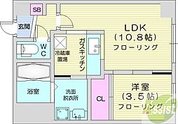 ウイステリア琴似 1LDKの間取図画像