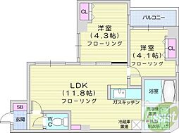 プロヴィデンス宮の森 2LDKの間取図画像