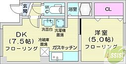 サンクレスト静 1DKの間取図画像
