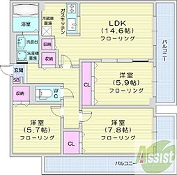 ラスベート 3LDKの間取図画像