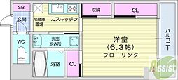 アストリアN6 ワンルームの間取図画像