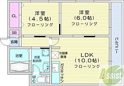 操ビル 2LDKの間取図画像