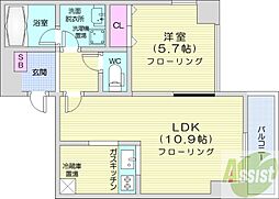 セレナール南13条 1LDKの間取図画像