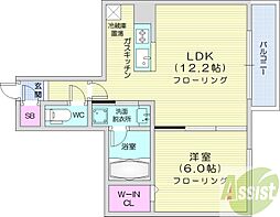 プランドールルノン北1条 1LDKの間取図画像