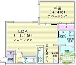fica 1LDKの間取図画像