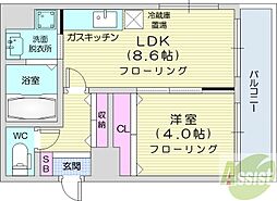 レジデンスカープ札幌 1LDKの間取図画像