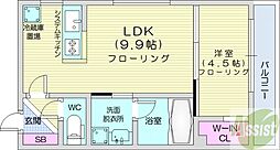 札幌市豊平区豊平六条10丁目マンション 1LDKの間取図画像