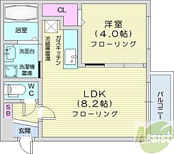 ヴィレッジ北大通壱番館 1LDKの間取図画像