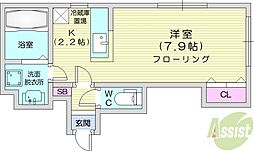マンダリン北7条 1Kの間取図画像