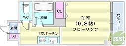 メゾンクレスト北大前2 1Kの間取図画像