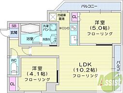 S-FORT札幌元町 2LDKの間取図画像