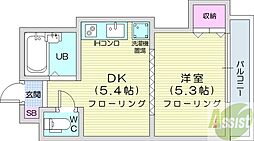 プレサント北35条 1DKの間取図画像