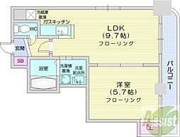 メトロサイド大通 1LDKの間取図画像