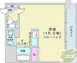 エッジウォーターテラス 1Kの間取図画像