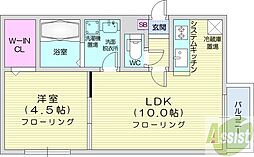ソミューム発寒南 1LDKの間取図画像