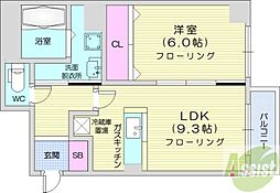 レフィナード北12条 1LDKの間取図画像