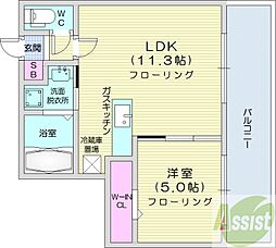 Lienマルヤマ 1LDKの間取図画像