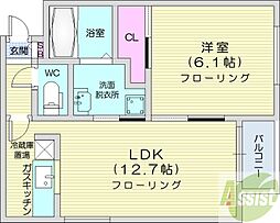サンライズ・N25 1LDKの間取図画像