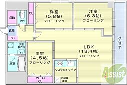 円山パークハイツ 3LDKの間取図画像