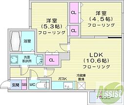 ステラ北円山 2LDKの間取図画像