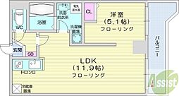 グランカーサ永山公園通east 1LDKの間取図画像