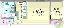 Grace札幌東 1LDKの間取図画像