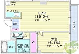 CITYSPIRE南3条 1LDKの間取図画像