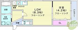 クラッセ知事公館前 1LDKの間取図画像